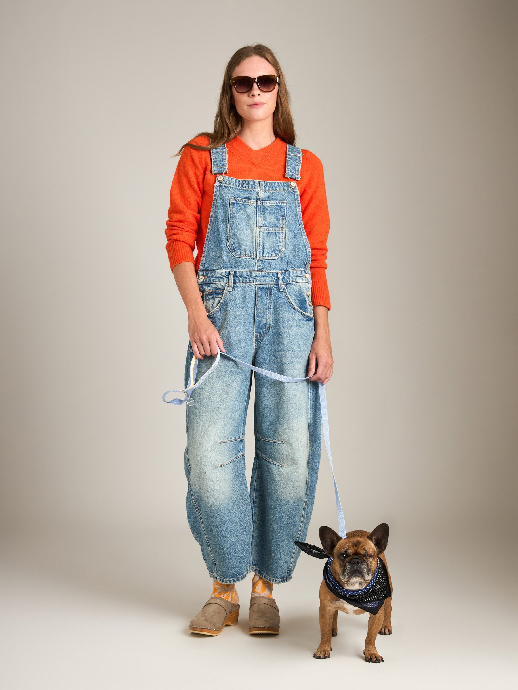 MONK & LOU - Roni Boucle V-neck Pullover Sweater - Tangerine