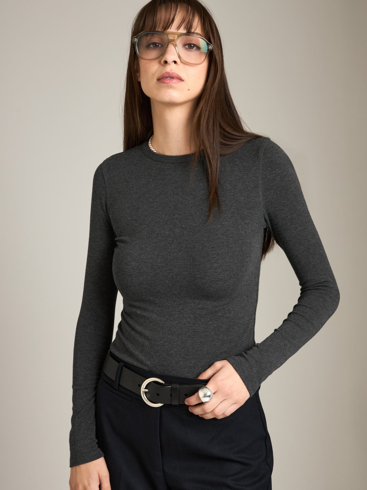 MONK & LOU - Beatrice Crewneck Long Sleeve Top - 