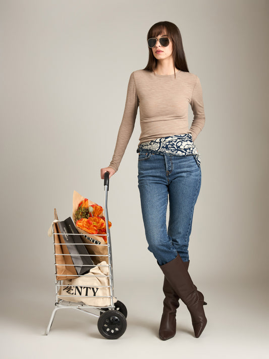 MONK & LOU - Bryony Wide Rib Long Sleeve Top - Soft Taupe