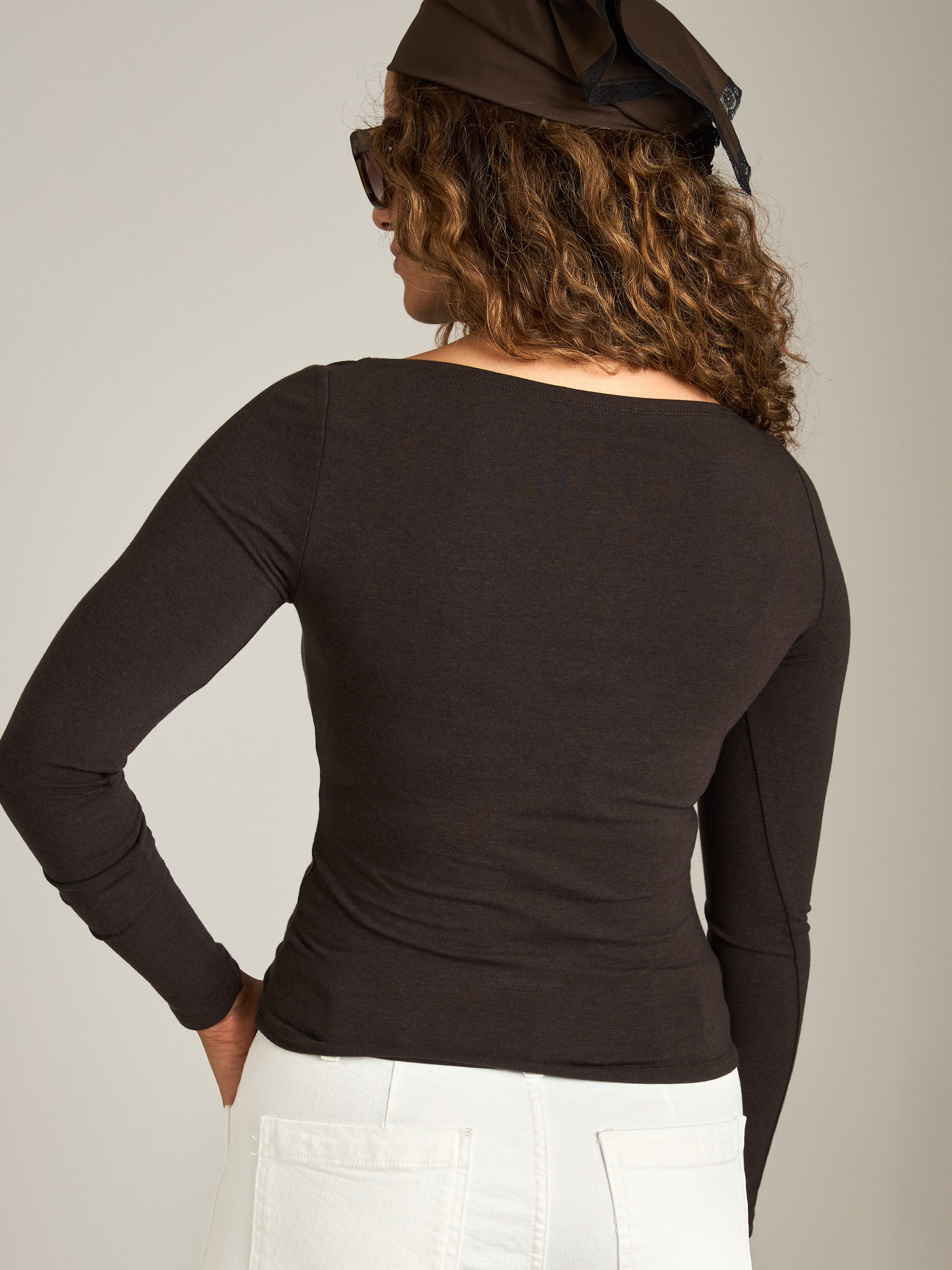 MONK & LOU - Nessa Boatneck Long Sleeve Top - 