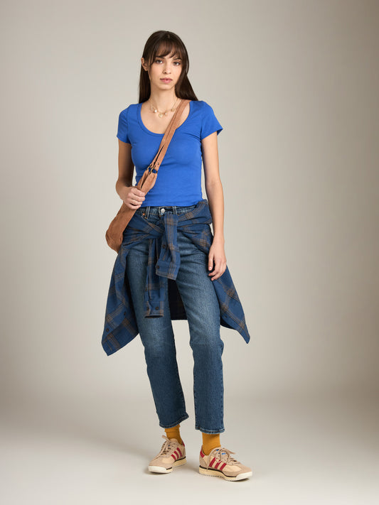MONK & LOU - Starla Scoop Neck T-Shirt - Bluejay