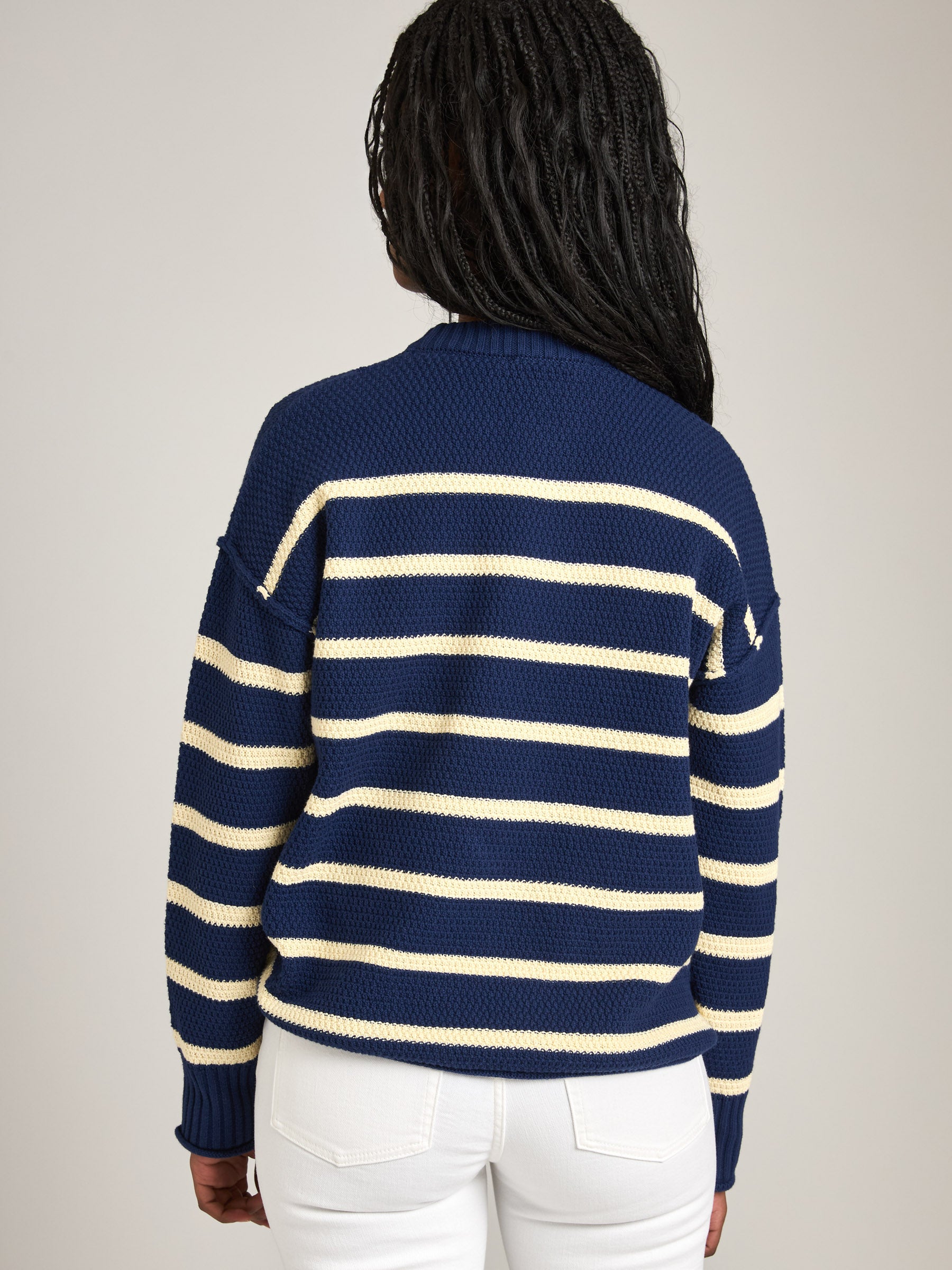 MONK & LOU - Anita Crewneck Stripe Pullover Sweater - 