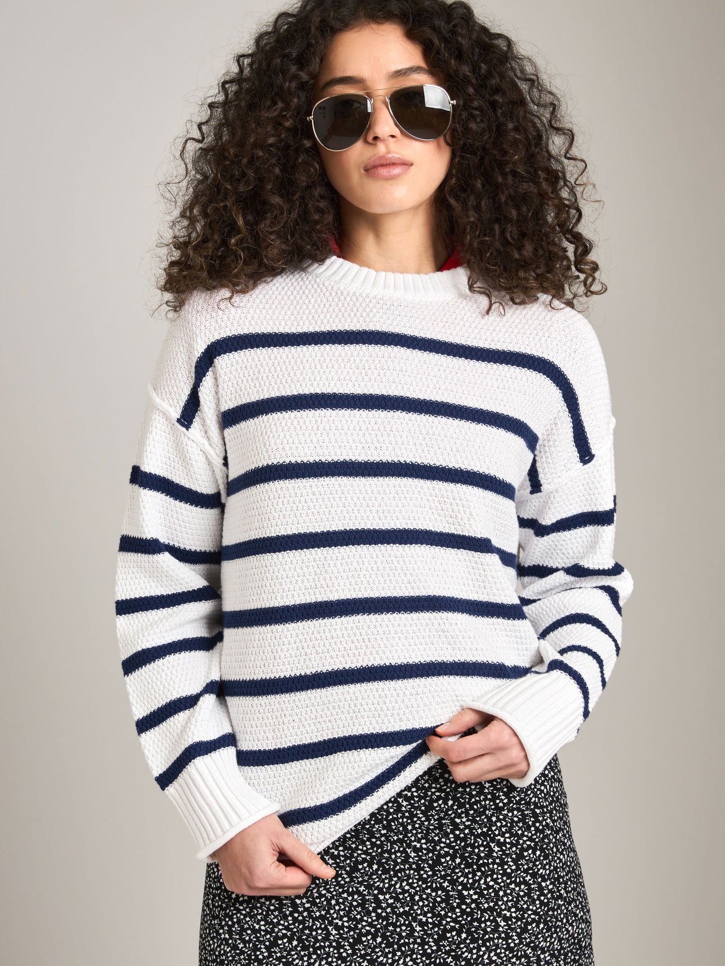 MONK & LOU - Anita Crewneck Stripe Pullover Sweater - 