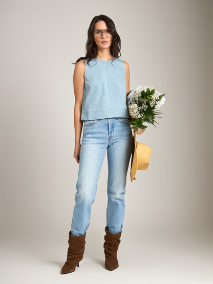 MONK & LOU - Anora Denim Shell - Washed Light Blue