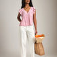 MONK & LOU - Clare Waterfall Sleeve Blouse - Pink
