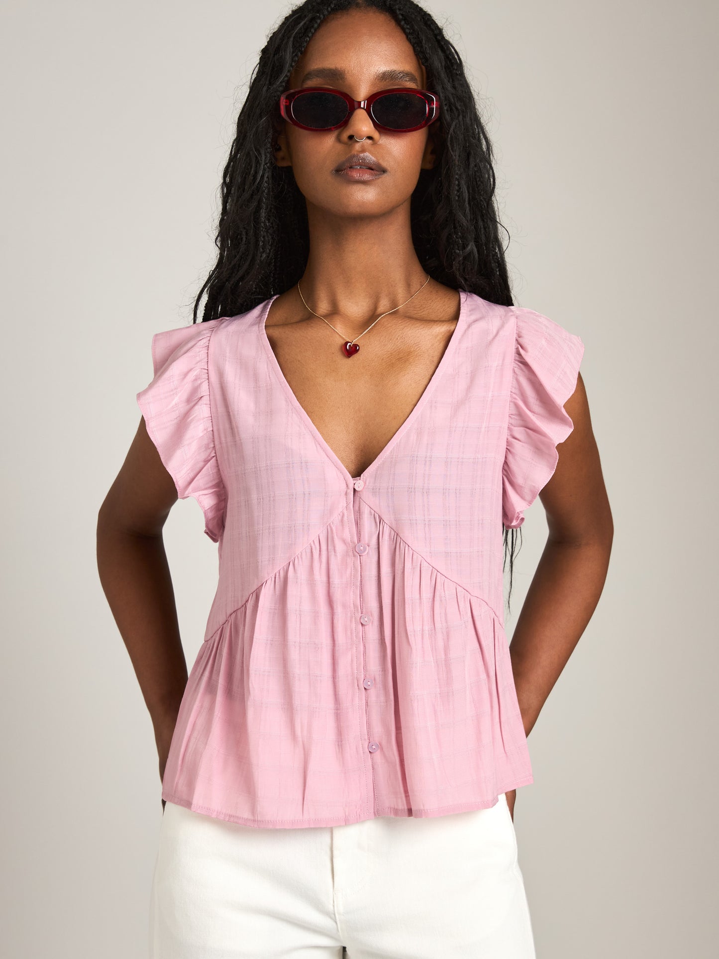 MONK & LOU - Clare Waterfall Sleeve Blouse - 