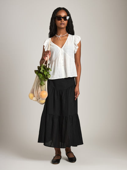 MONK & LOU - Clare Waterfall Sleeve Blouse - White