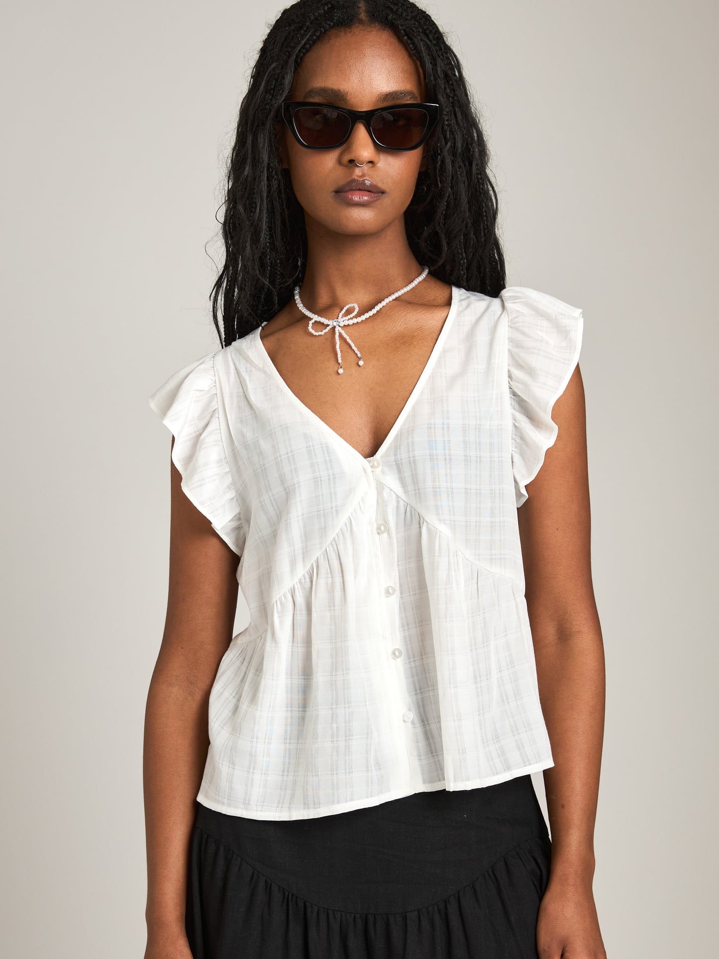 MONK & LOU - Clare Waterfall Sleeve Blouse - 