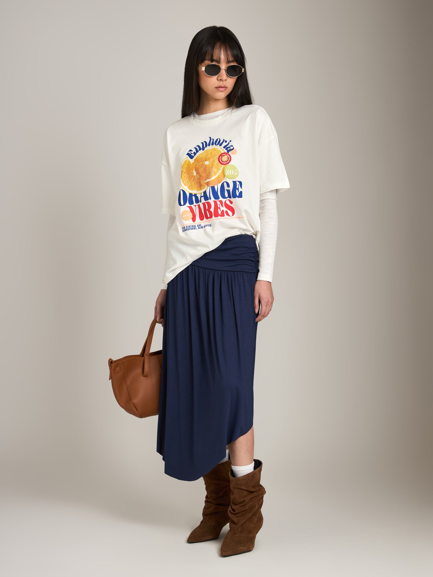 MONK & LOU - Danita Gathered Skirt - Blueberry Ink