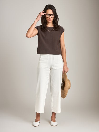 MONK & LOU - Dee Relaxed Cropped Pants - White
