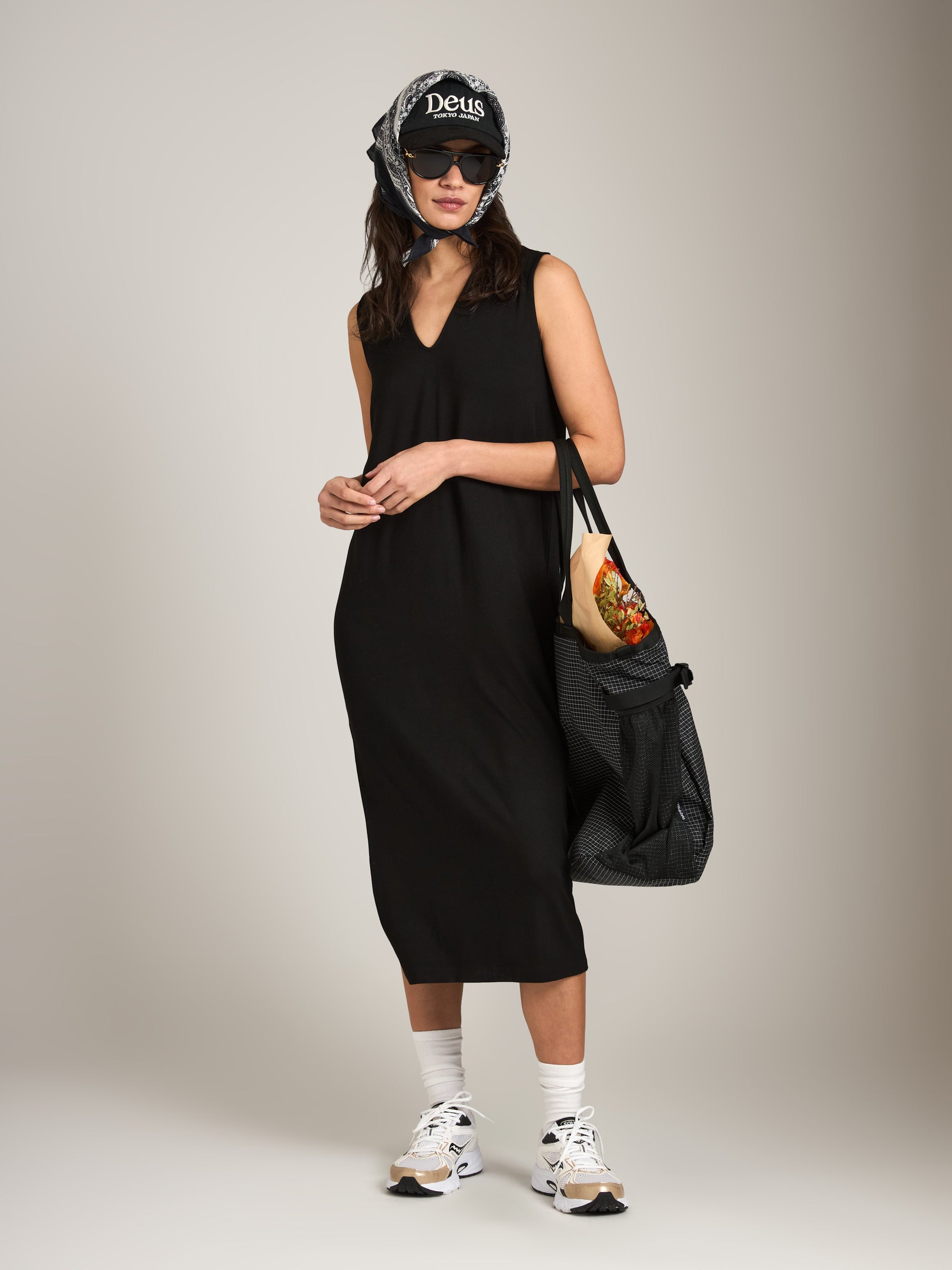 MONK & LOU - Drea Soft V-Neck Maxi Dress - Black
