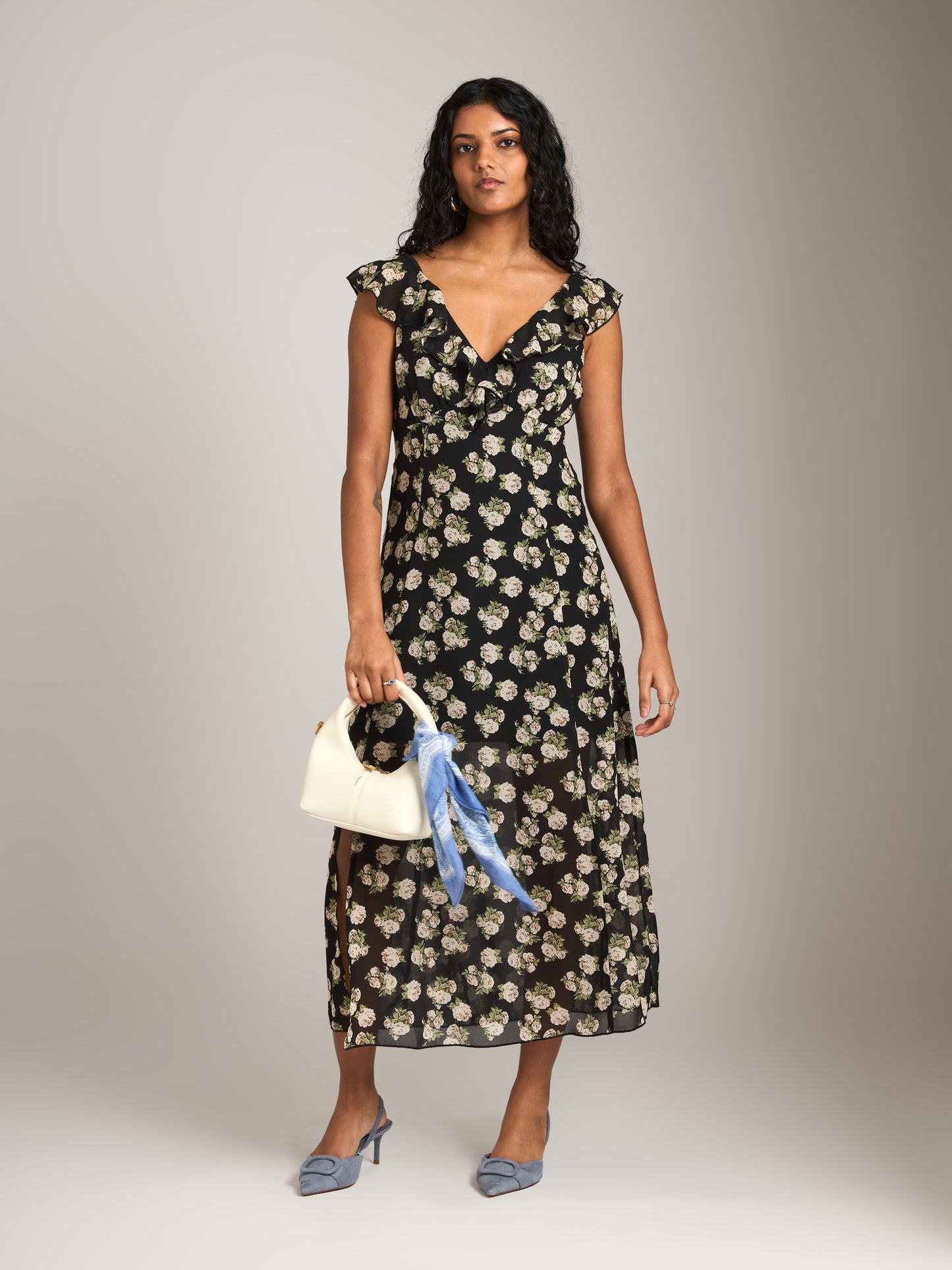 MONK & LOU - Elle Ruffle Maxi Dress - Black Floral