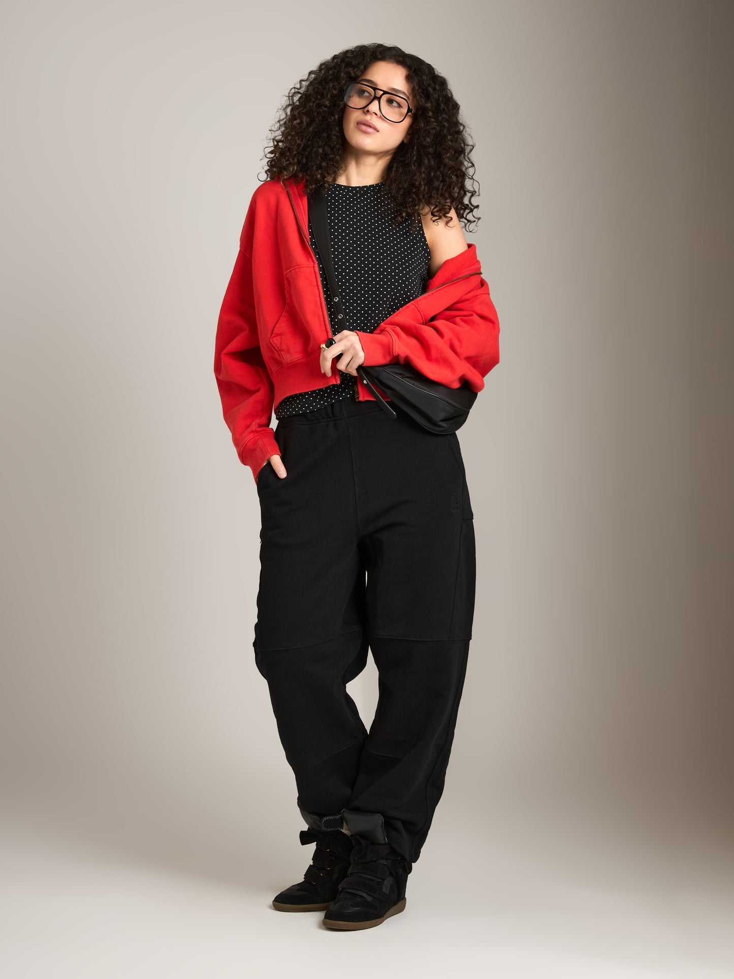 MONK & LOU - Estella Printed Shell - Black White Mini Dots