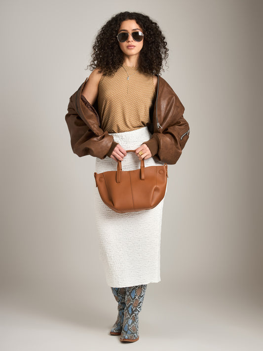 MONK & LOU - Estella Printed Shell - Sand White Mini Dots