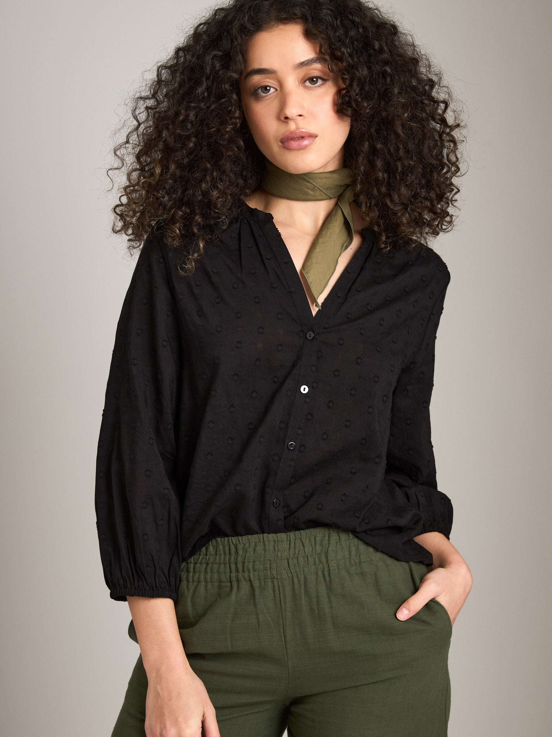 MONK & LOU - Etta Button Blouse - 