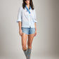 MONK & LOU - Etta Button Blouse - Pastel Blue