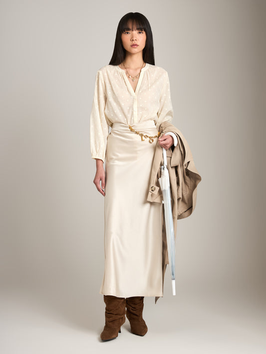 MONK & LOU - Etta Button Blouse - Vanilla White