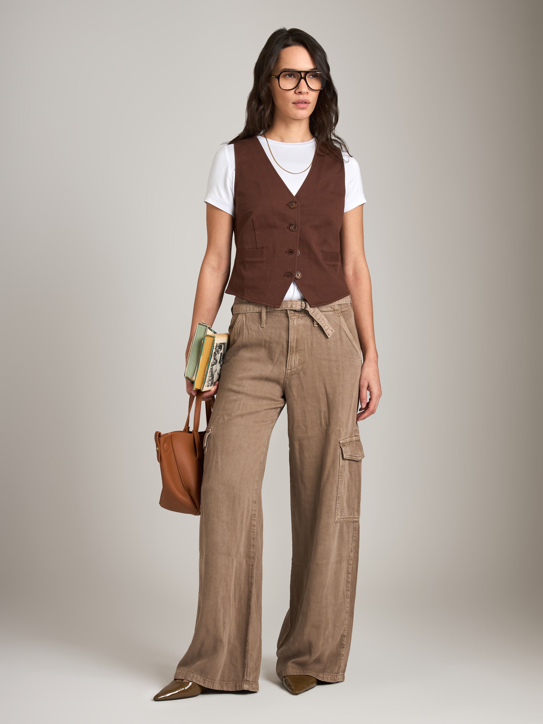 MONK & LOU - Felix Button Vest - Mocha