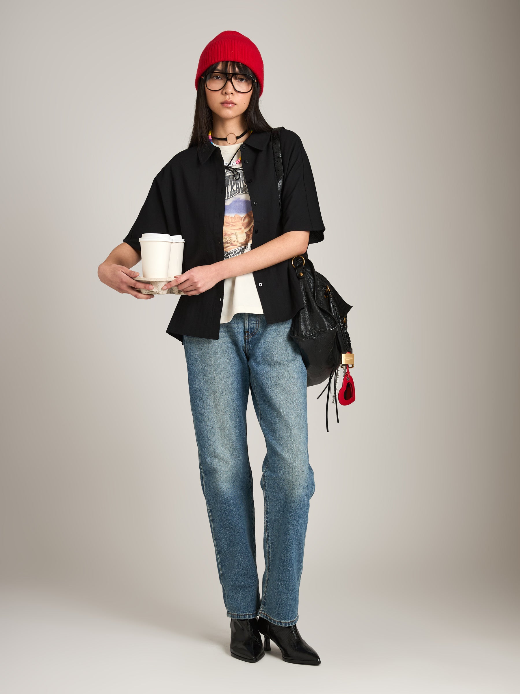 MONK & LOU - Francis Shortsleeve Shirt - Black