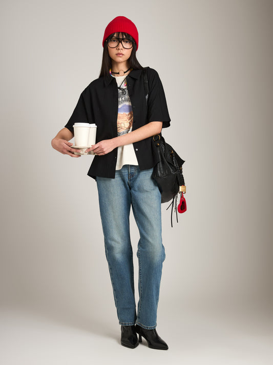 MONK & LOU - Francis Shortsleeve Shirt - Black