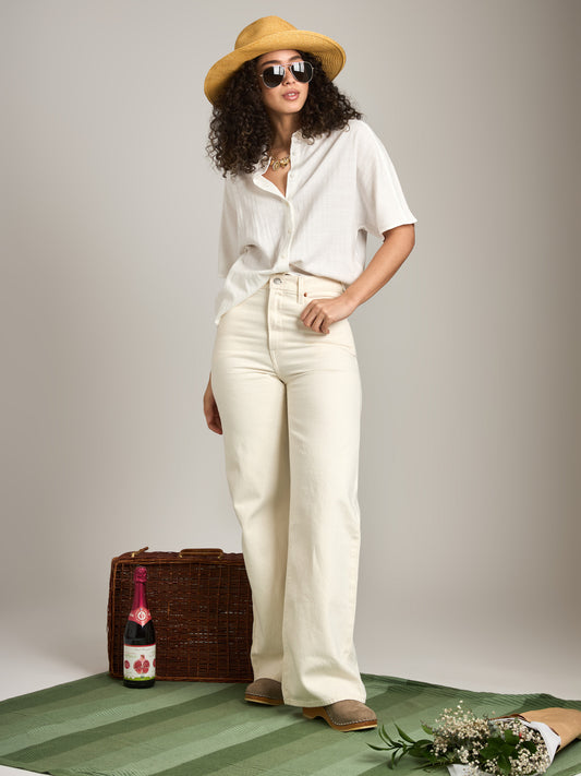 MONK & LOU - Francis Shortsleeve Shirt - Optic White