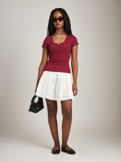 MONK & LOU - Gene Henley T-Shirt - Cranberry