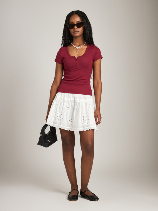 MONK & LOU - Gene Henley T-Shirt - Cranberry