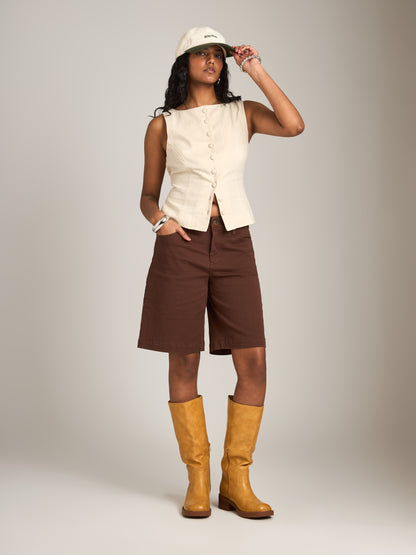 MONK & LOU - Keely Bermuda Shorts - Mocha