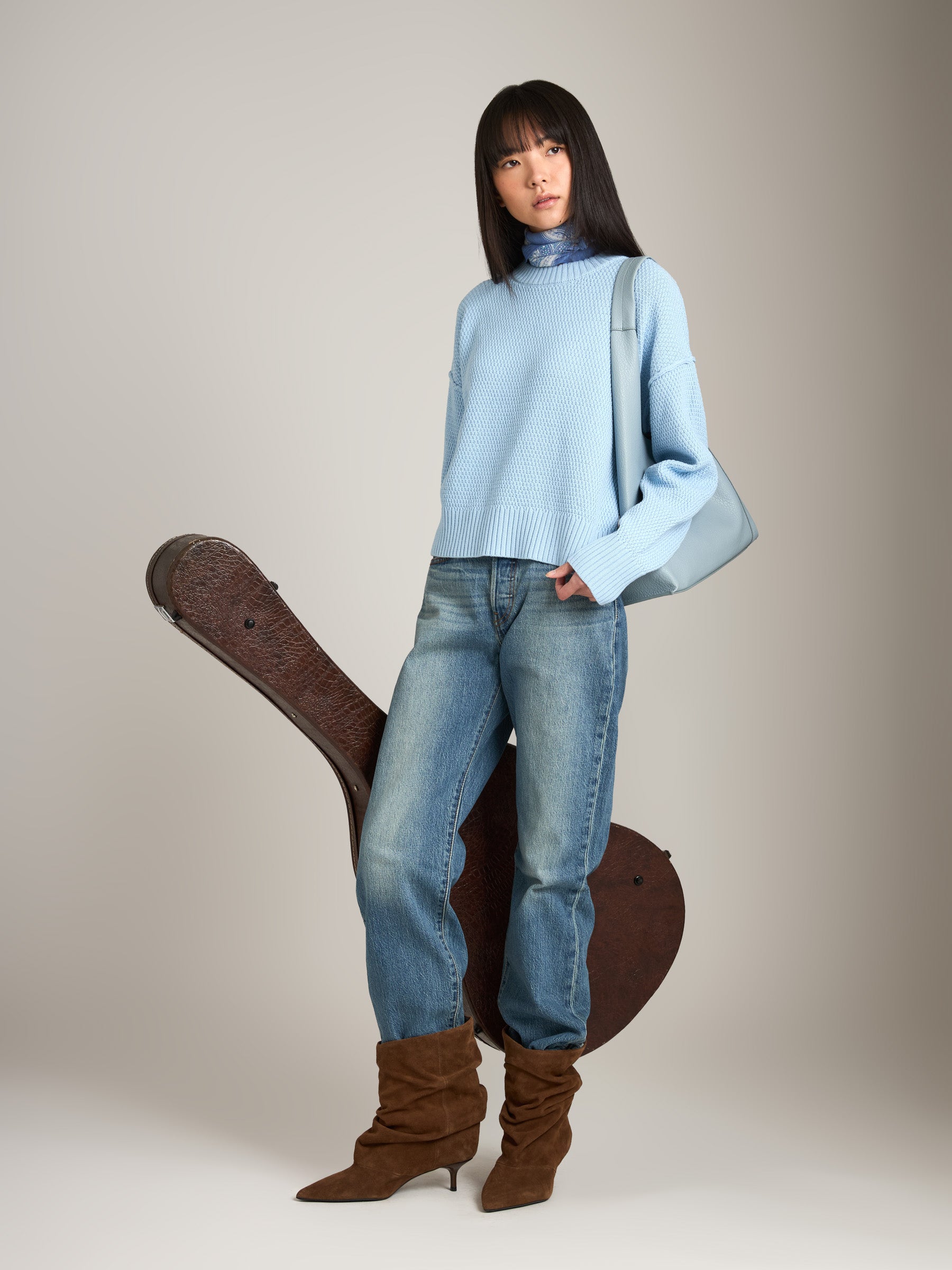 MONK & LOU - Kya Crewneck Pullover - Blue Water