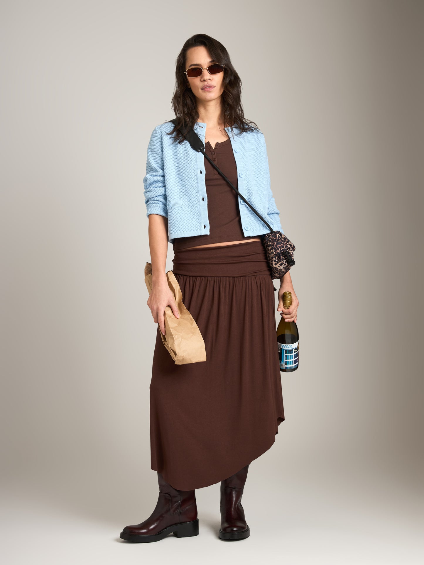 MONK & LOU - Lina Crewneck Cardigan - Blue Water