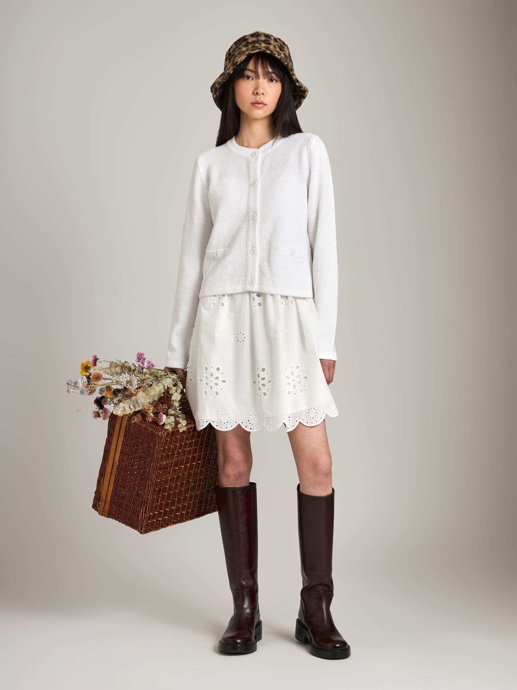 MONK & LOU - Lina Crewneck Cardigan - Optic White