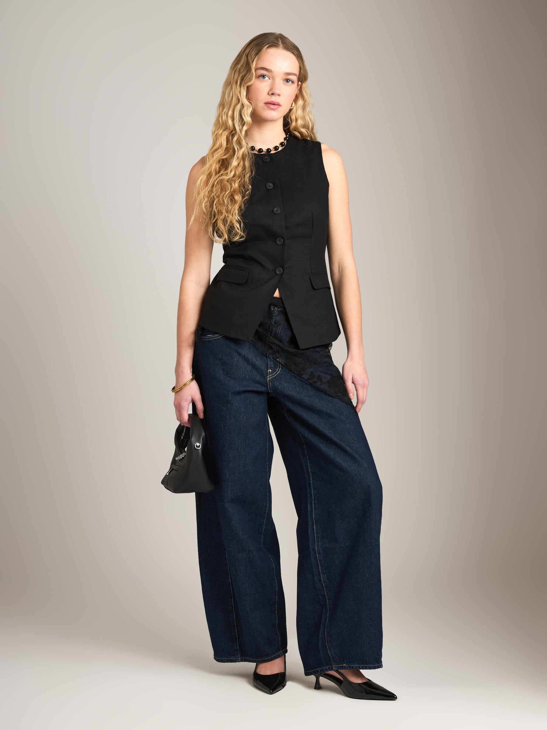 PROPAGANDA - Lorna Long Vest - Black