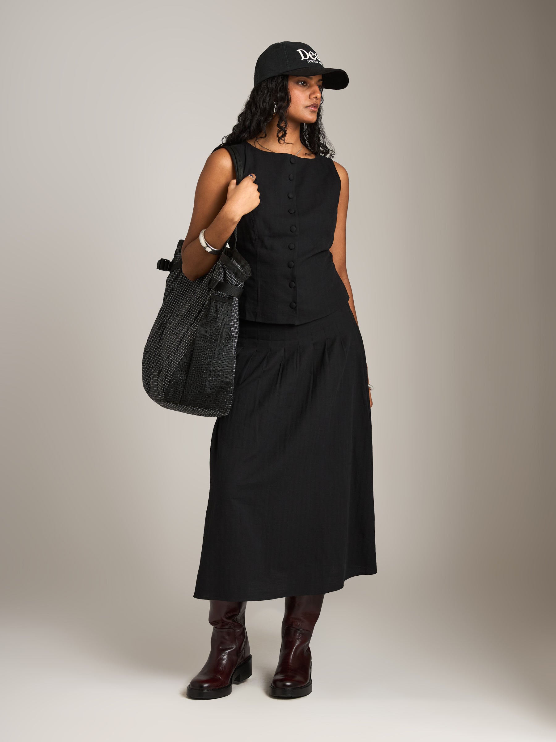 MONK & LOU - Malika Pleated Skirt - Black