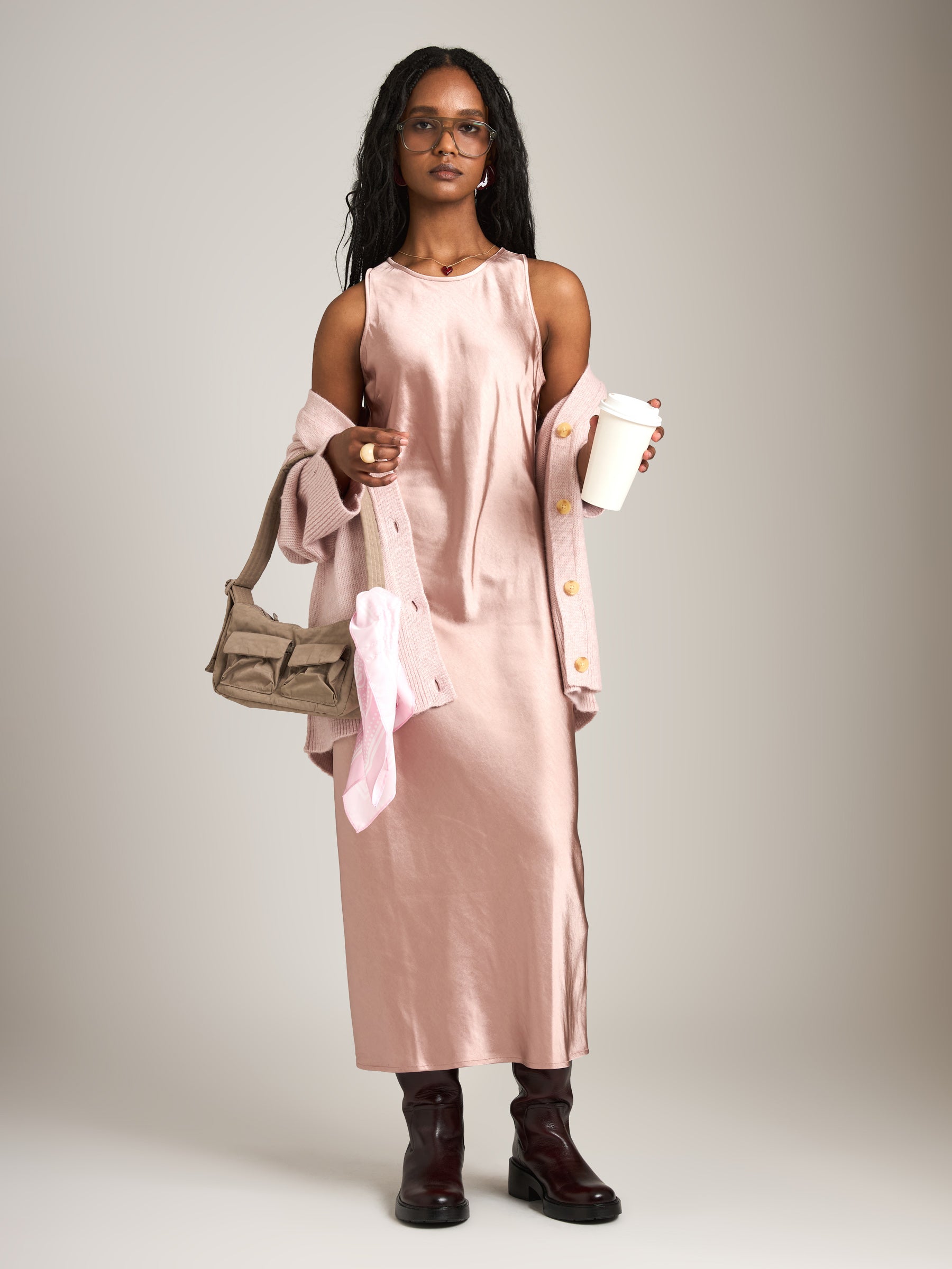 MONK & LOU - Marci Bias Dress - Dust Pink