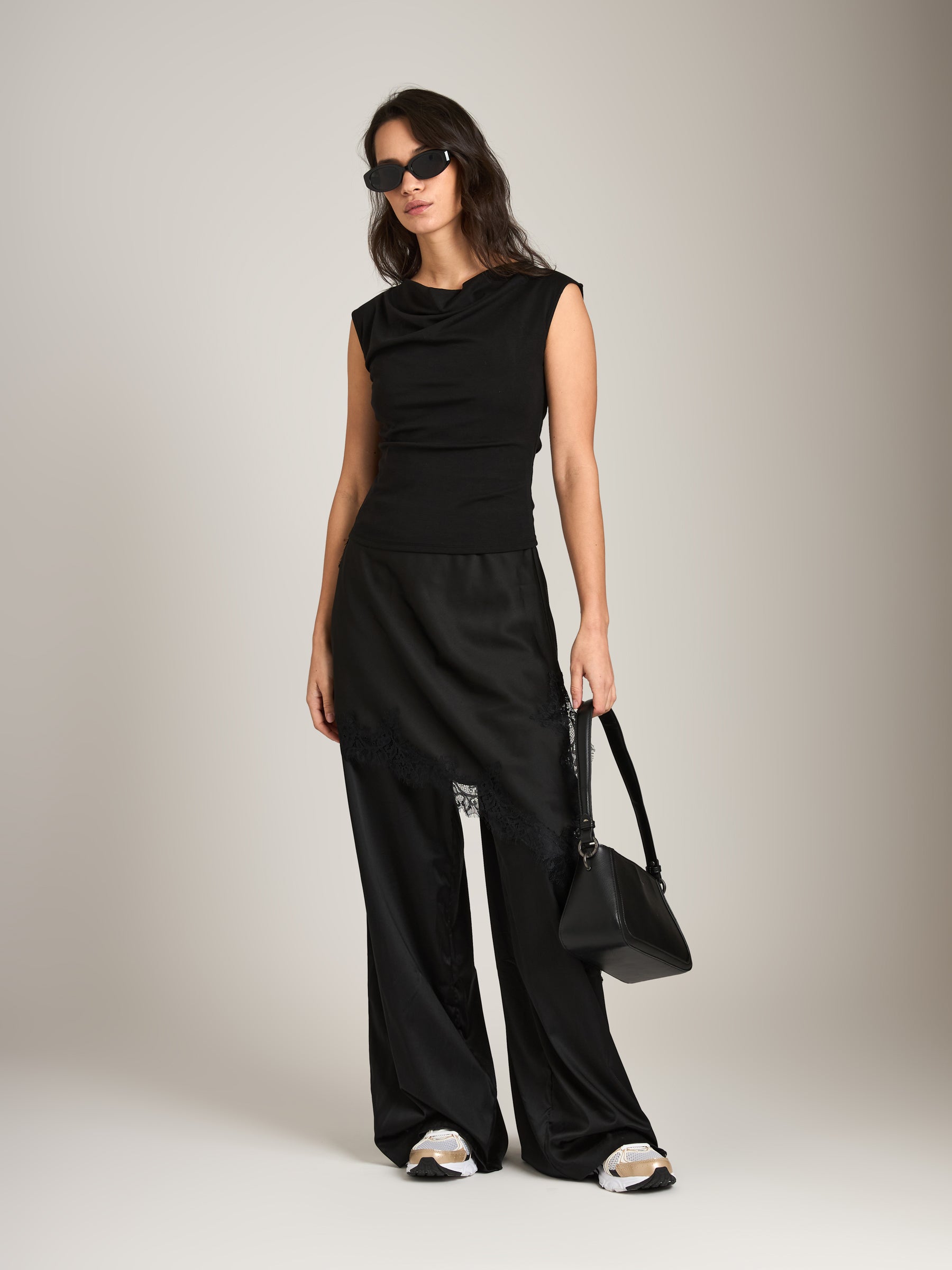 MONK & LOU - Merritt Cowl Neck Top - Black