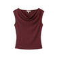 MONK & LOU - Merritt Cowl Neck Top - Dark Cherry