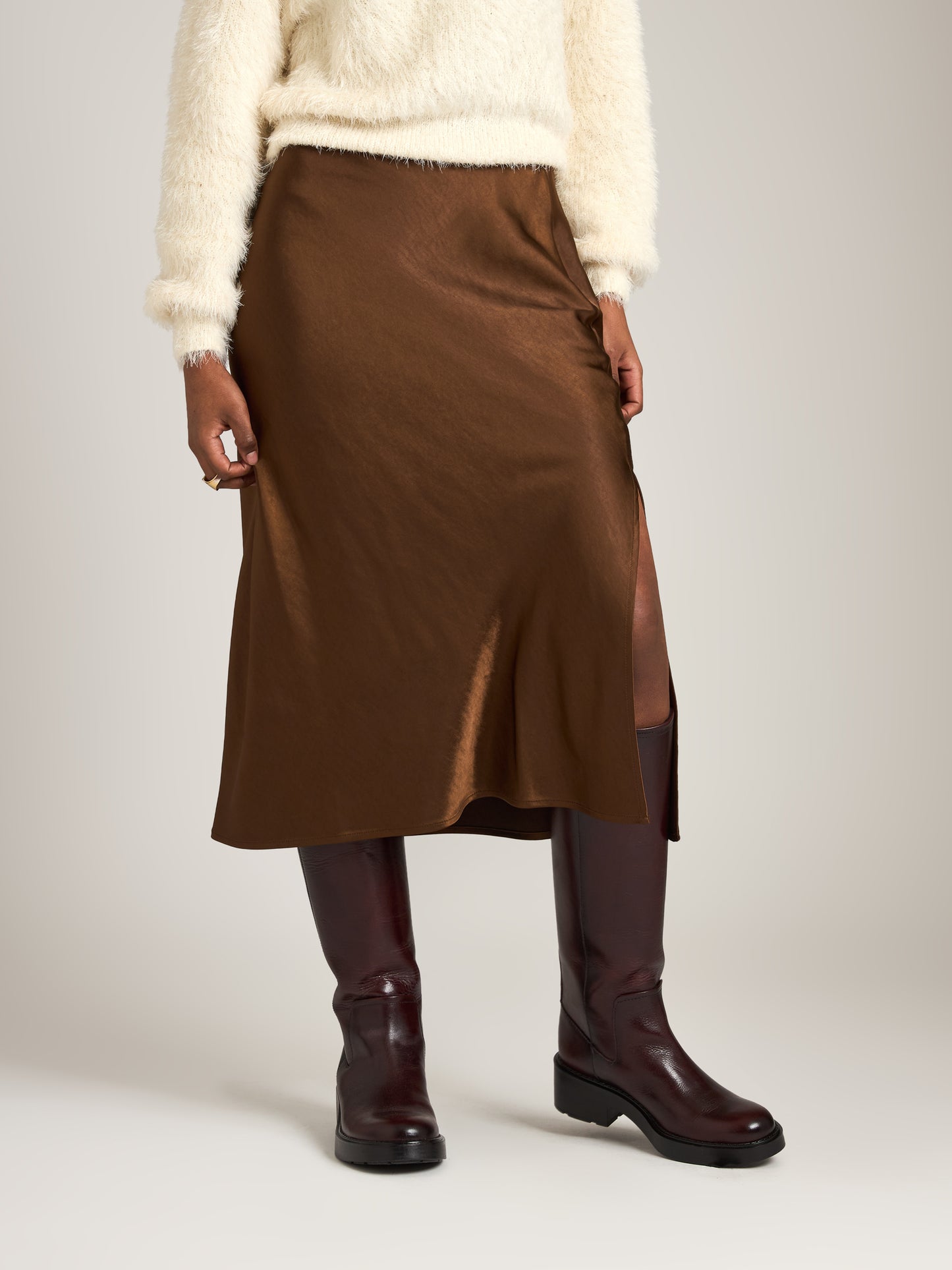 MONK & LOU - Nicola Satin Bias Skirt - 