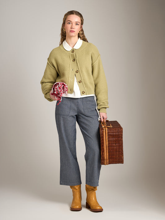 MONK & LOU - River Cropped Pants - Navy Stripe