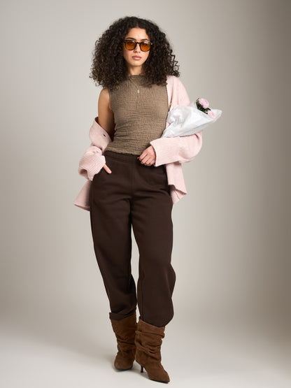 MONK & LOU - Textured Cotton Teya Top - Mushroom
