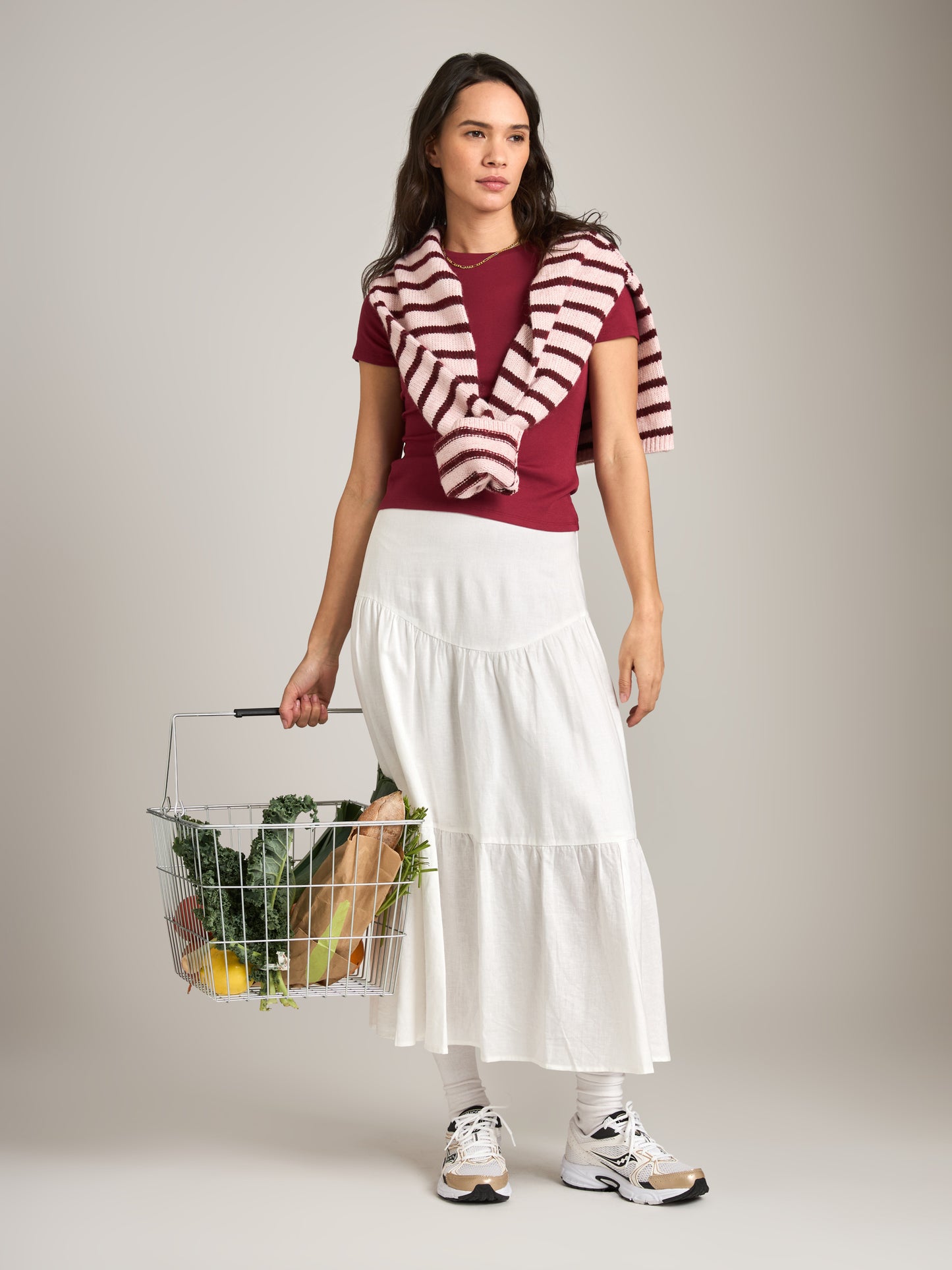 MONK & LOU - Toni High Crew T-Shirt - Cranberry