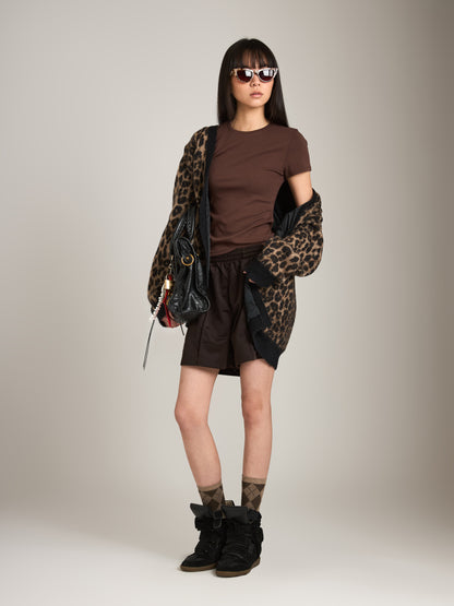 MONK & LOU - Toni High Crew T-Shirt - Fudge Brownie