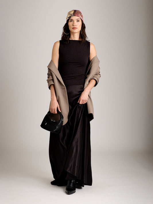 MONK & LOU - Carla Boatneck Shell Top - Black