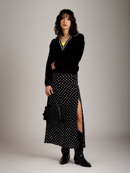 MONK & LOU - Rochelle Longsleeve Polo Sweater - Black