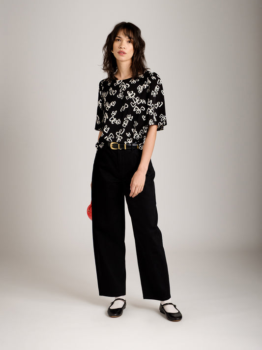 MONK & LOU - Julie Cropped Barrel Pant - Black