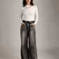 MONK & LOU - Bryony Wide Rib Long Sleeve Top - Icing