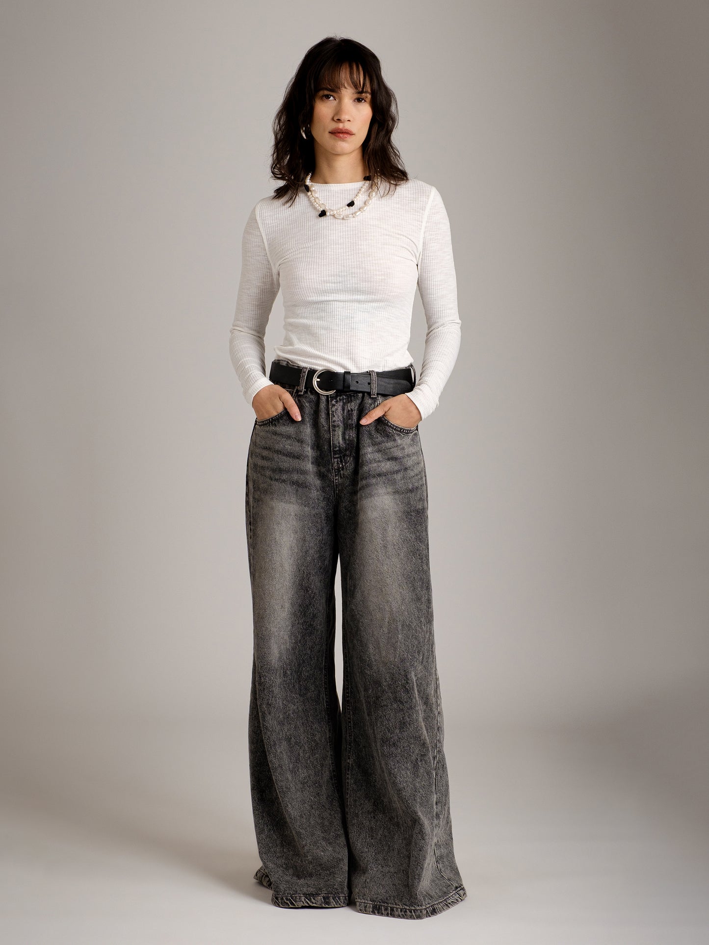 MONK & LOU - Bryony Wide Rib Long Sleeve Top - 