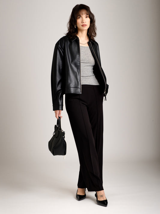 MONK & LOU - Charlize Relaxed Zip Jacket - Smooth Black