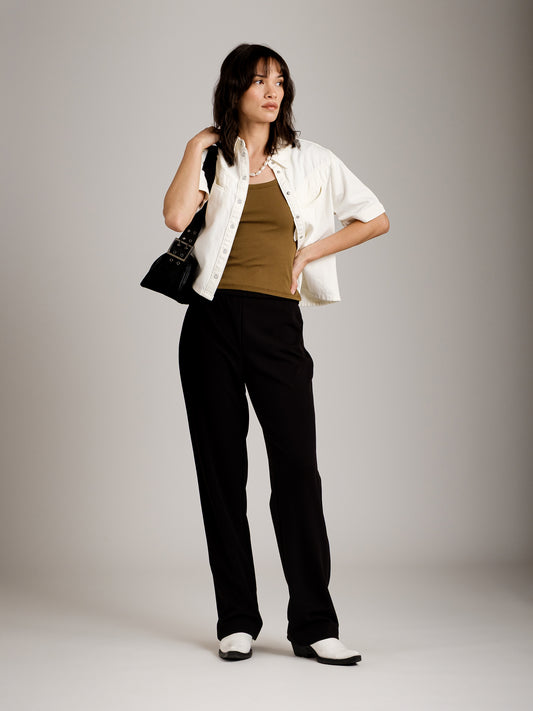 MONK & LOU - Christa Straight Leg Pant - Black