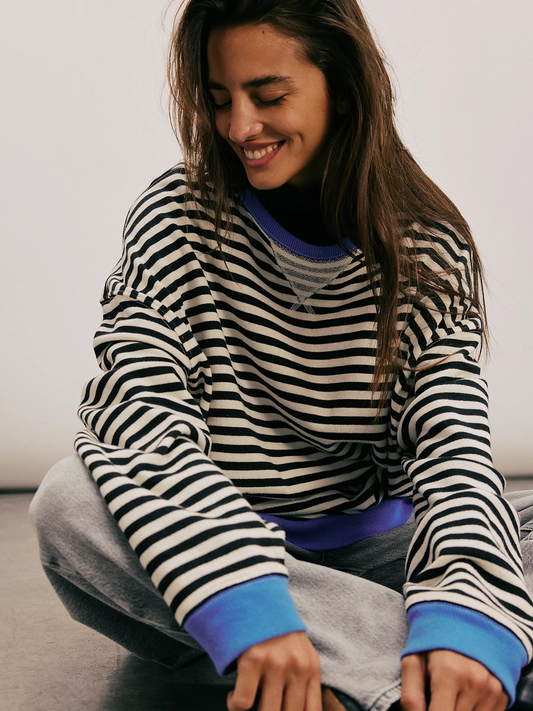 FREE PEOPLE-Classic Stripe Crew-Black