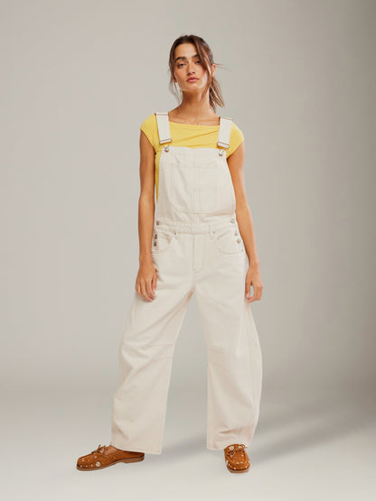 FREE PEOPLE - Good Luck Barrel Overalls - Milk